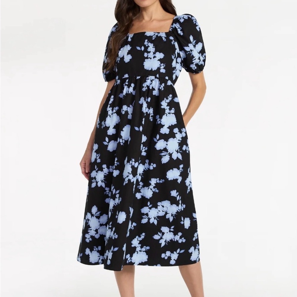 Floral Black and Blue Women's Dress